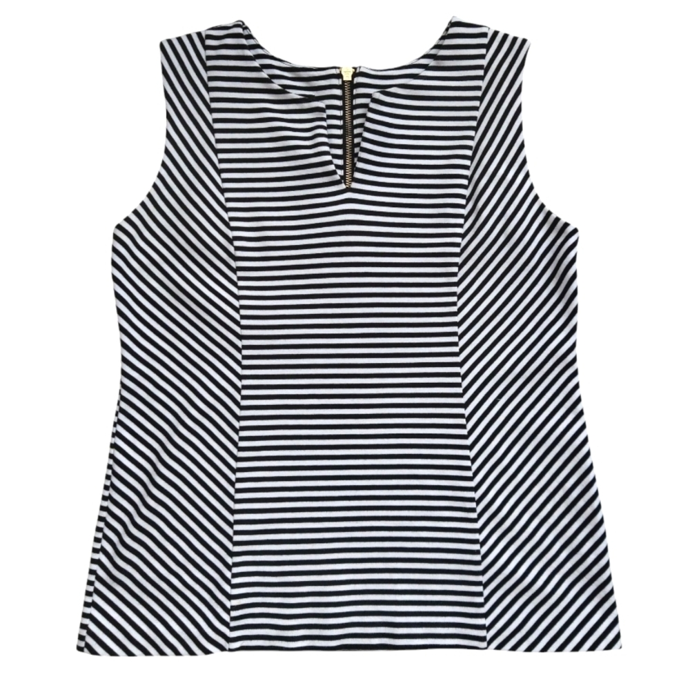 TALBOTS Black and White Striped Sleeveless Top Size S